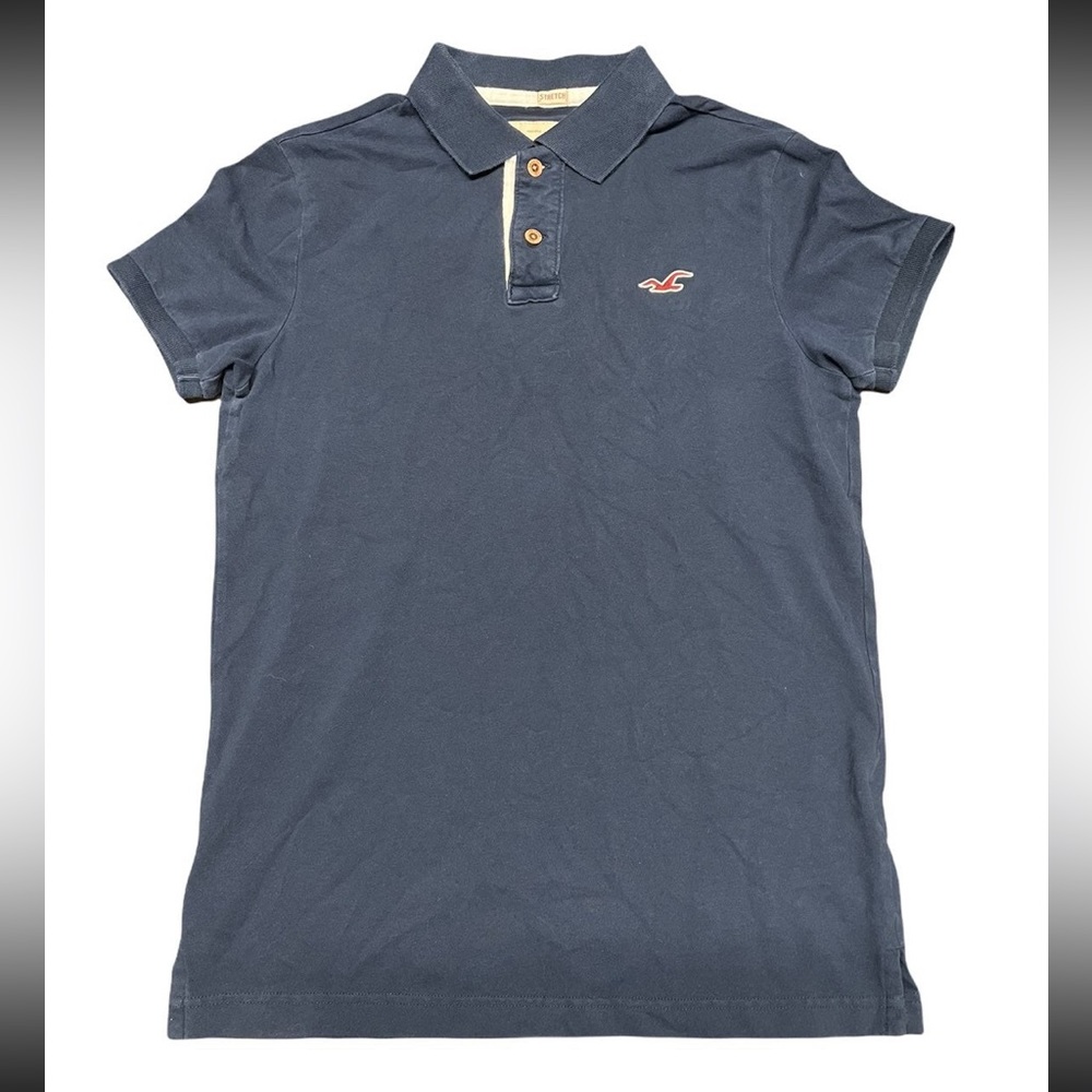 Navy blue mens hollister polo shirt